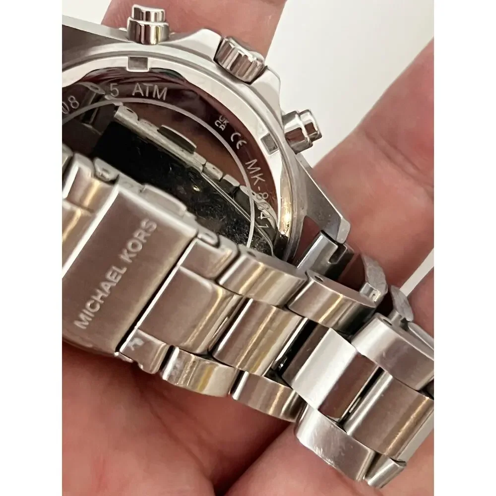 Michael Kors MK8641 Men's Chronograph Watch, Navy Blue Dial, Silver Stainless